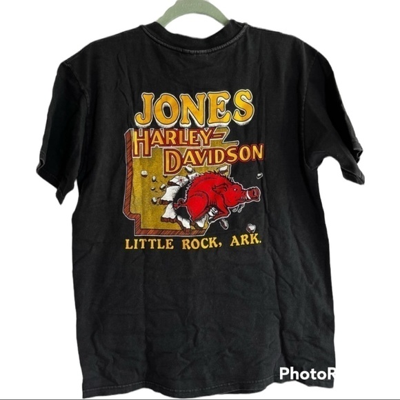 Vintage Tops - HARLEY DAVIDSON Distressed Well Worn Logo Graphic Tee Size Medium